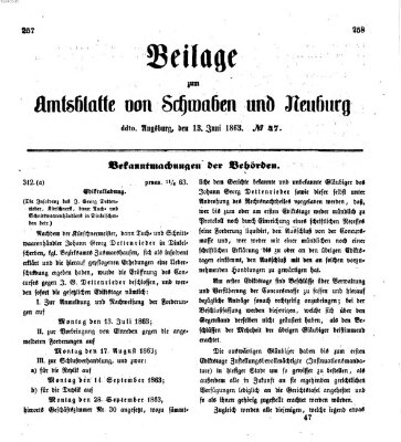 Königlich Bayerisches Kreis-Amtsblatt von Schwaben und Neuburg Samstag 13. Juni 1863