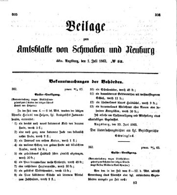 Königlich Bayerisches Kreis-Amtsblatt von Schwaben und Neuburg Mittwoch 1. Juli 1863