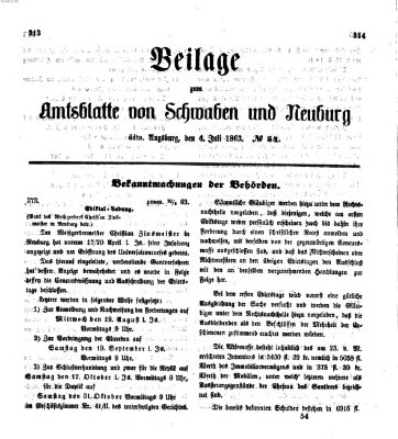 Königlich Bayerisches Kreis-Amtsblatt von Schwaben und Neuburg Samstag 4. Juli 1863