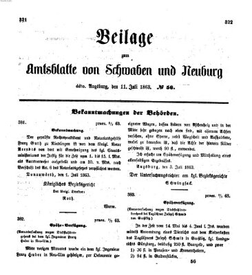 Königlich Bayerisches Kreis-Amtsblatt von Schwaben und Neuburg Samstag 11. Juli 1863