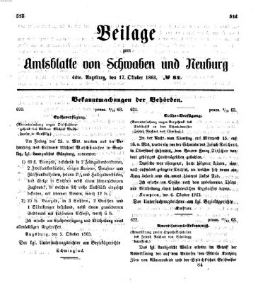 Königlich Bayerisches Kreis-Amtsblatt von Schwaben und Neuburg Samstag 17. Oktober 1863