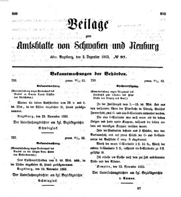 Königlich Bayerisches Kreis-Amtsblatt von Schwaben und Neuburg Mittwoch 2. Dezember 1863
