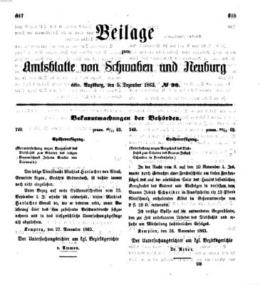 Königlich Bayerisches Kreis-Amtsblatt von Schwaben und Neuburg Samstag 5. Dezember 1863