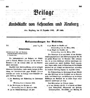 Königlich Bayerisches Kreis-Amtsblatt von Schwaben und Neuburg Mittwoch 16. Dezember 1863