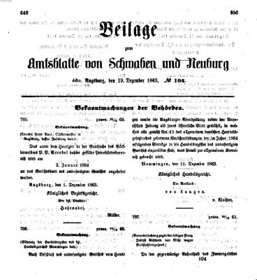 Königlich Bayerisches Kreis-Amtsblatt von Schwaben und Neuburg Samstag 19. Dezember 1863