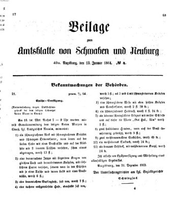 Königlich Bayerisches Kreis-Amtsblatt von Schwaben und Neuburg Mittwoch 13. Januar 1864