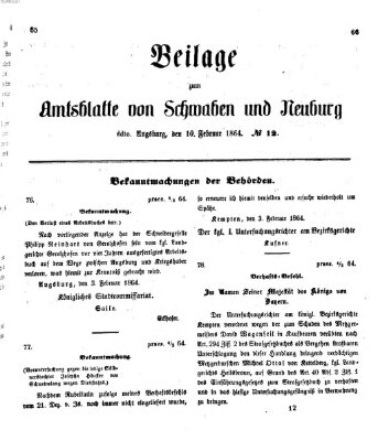 Königlich Bayerisches Kreis-Amtsblatt von Schwaben und Neuburg Mittwoch 10. Februar 1864