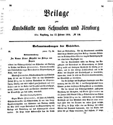 Königlich Bayerisches Kreis-Amtsblatt von Schwaben und Neuburg Samstag 13. Februar 1864