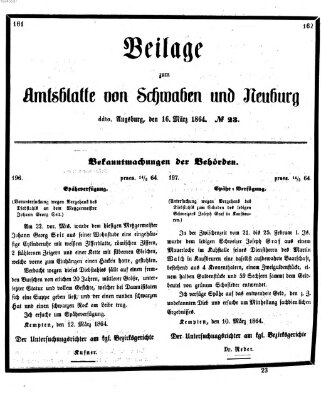 Königlich Bayerisches Kreis-Amtsblatt von Schwaben und Neuburg Mittwoch 16. März 1864