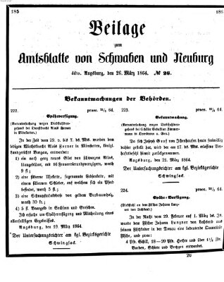 Königlich Bayerisches Kreis-Amtsblatt von Schwaben und Neuburg Samstag 26. März 1864