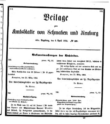 Königlich Bayerisches Kreis-Amtsblatt von Schwaben und Neuburg Mittwoch 6. April 1864