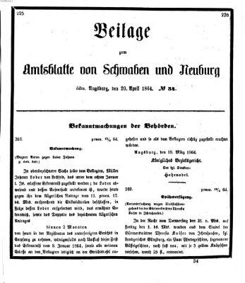 Königlich Bayerisches Kreis-Amtsblatt von Schwaben und Neuburg Mittwoch 20. April 1864