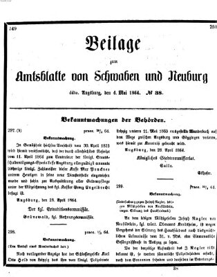 Königlich Bayerisches Kreis-Amtsblatt von Schwaben und Neuburg Mittwoch 4. Mai 1864