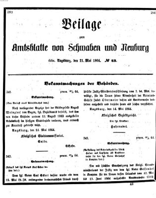 Königlich Bayerisches Kreis-Amtsblatt von Schwaben und Neuburg Samstag 21. Mai 1864