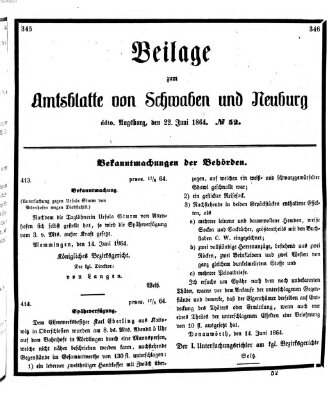 Königlich Bayerisches Kreis-Amtsblatt von Schwaben und Neuburg Mittwoch 22. Juni 1864