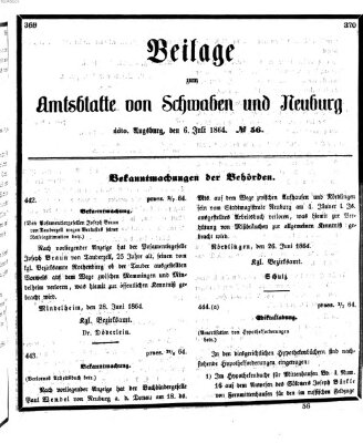 Königlich Bayerisches Kreis-Amtsblatt von Schwaben und Neuburg Mittwoch 6. Juli 1864