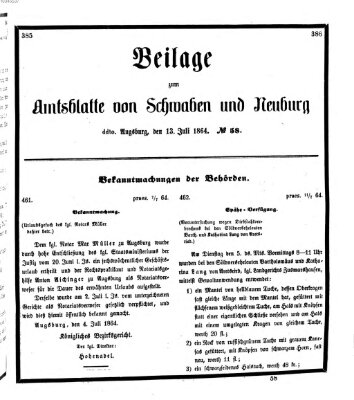 Königlich Bayerisches Kreis-Amtsblatt von Schwaben und Neuburg Mittwoch 13. Juli 1864