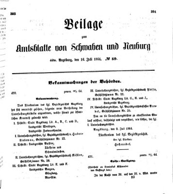 Königlich Bayerisches Kreis-Amtsblatt von Schwaben und Neuburg Samstag 16. Juli 1864