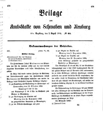 Königlich Bayerisches Kreis-Amtsblatt von Schwaben und Neuburg Mittwoch 3. August 1864