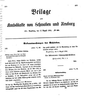 Königlich Bayerisches Kreis-Amtsblatt von Schwaben und Neuburg Mittwoch 17. August 1864