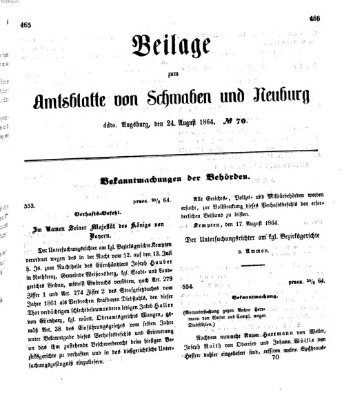 Königlich Bayerisches Kreis-Amtsblatt von Schwaben und Neuburg Mittwoch 24. August 1864