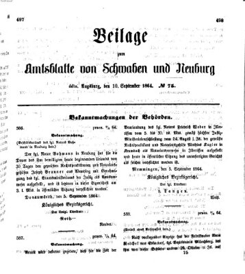 Königlich Bayerisches Kreis-Amtsblatt von Schwaben und Neuburg Samstag 10. September 1864