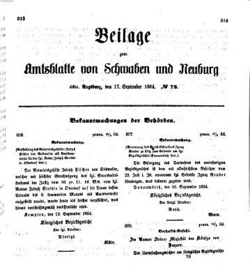 Königlich Bayerisches Kreis-Amtsblatt von Schwaben und Neuburg Samstag 17. September 1864