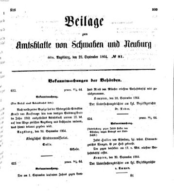 Königlich Bayerisches Kreis-Amtsblatt von Schwaben und Neuburg Mittwoch 28. September 1864