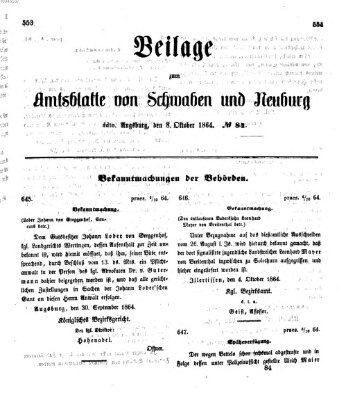 Königlich Bayerisches Kreis-Amtsblatt von Schwaben und Neuburg Samstag 8. Oktober 1864