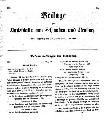 Königlich Bayerisches Kreis-Amtsblatt von Schwaben und Neuburg Samstag 29. Oktober 1864