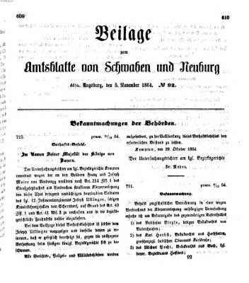 Königlich Bayerisches Kreis-Amtsblatt von Schwaben und Neuburg Samstag 5. November 1864