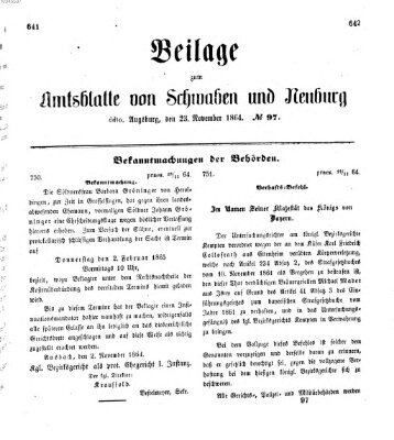 Königlich Bayerisches Kreis-Amtsblatt von Schwaben und Neuburg Mittwoch 23. November 1864