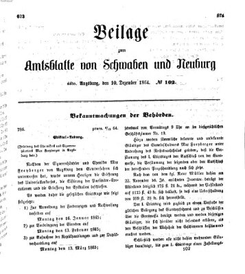 Königlich Bayerisches Kreis-Amtsblatt von Schwaben und Neuburg Samstag 10. Dezember 1864