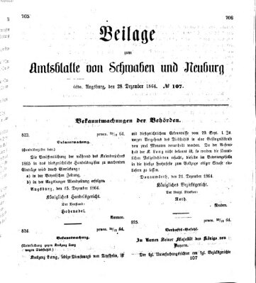 Königlich Bayerisches Kreis-Amtsblatt von Schwaben und Neuburg Mittwoch 28. Dezember 1864