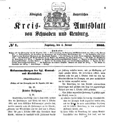 Königlich Bayerisches Kreis-Amtsblatt von Schwaben und Neuburg Mittwoch 4. Januar 1865