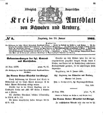 Königlich Bayerisches Kreis-Amtsblatt von Schwaben und Neuburg Mittwoch 18. Januar 1865