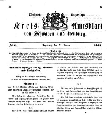 Königlich Bayerisches Kreis-Amtsblatt von Schwaben und Neuburg Samstag 21. Januar 1865