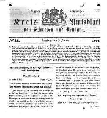 Königlich Bayerisches Kreis-Amtsblatt von Schwaben und Neuburg Mittwoch 8. Februar 1865