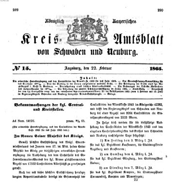 Königlich Bayerisches Kreis-Amtsblatt von Schwaben und Neuburg Mittwoch 22. Februar 1865