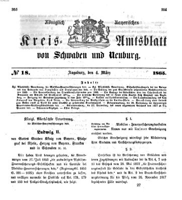 Königlich Bayerisches Kreis-Amtsblatt von Schwaben und Neuburg Samstag 4. März 1865