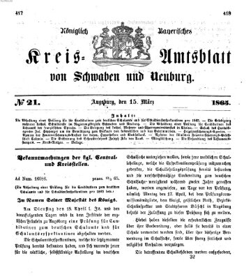 Königlich Bayerisches Kreis-Amtsblatt von Schwaben und Neuburg Mittwoch 15. März 1865