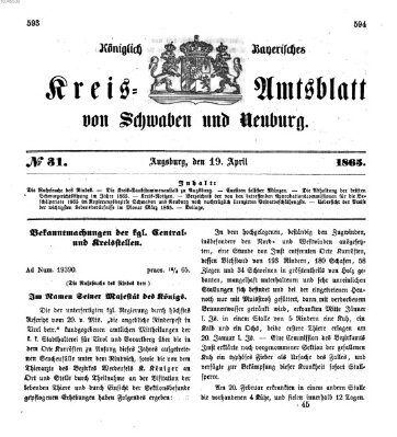 Königlich Bayerisches Kreis-Amtsblatt von Schwaben und Neuburg Mittwoch 19. April 1865