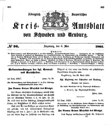 Königlich Bayerisches Kreis-Amtsblatt von Schwaben und Neuburg Samstag 6. Mai 1865