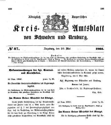 Königlich Bayerisches Kreis-Amtsblatt von Schwaben und Neuburg Mittwoch 10. Mai 1865