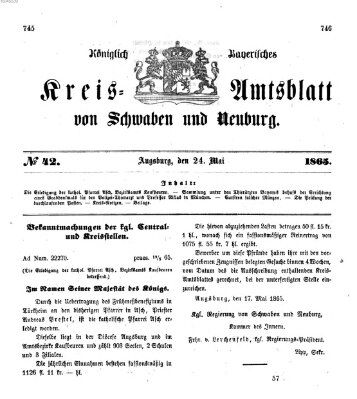 Königlich Bayerisches Kreis-Amtsblatt von Schwaben und Neuburg Mittwoch 24. Mai 1865