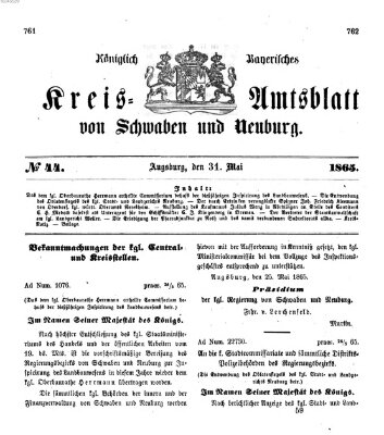 Königlich Bayerisches Kreis-Amtsblatt von Schwaben und Neuburg Mittwoch 31. Mai 1865