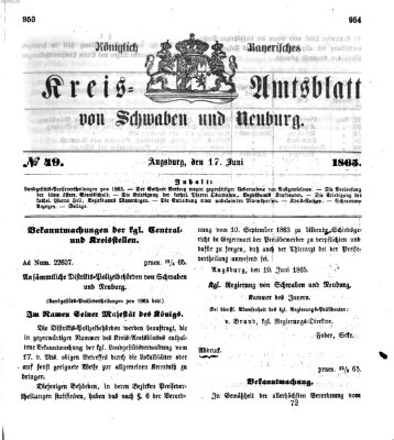 Königlich Bayerisches Kreis-Amtsblatt von Schwaben und Neuburg Samstag 17. Juni 1865