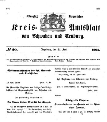 Königlich Bayerisches Kreis-Amtsblatt von Schwaben und Neuburg Mittwoch 21. Juni 1865