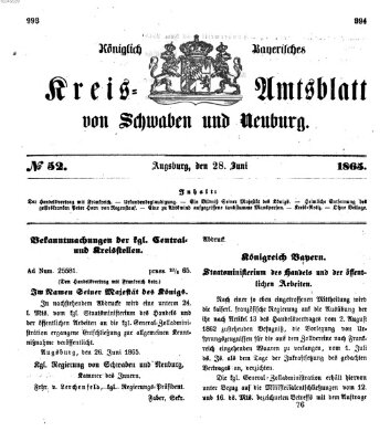 Königlich Bayerisches Kreis-Amtsblatt von Schwaben und Neuburg Mittwoch 28. Juni 1865