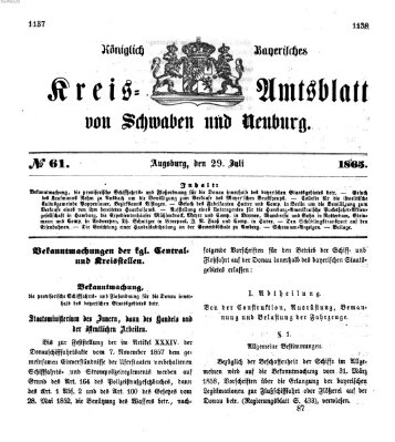 Königlich Bayerisches Kreis-Amtsblatt von Schwaben und Neuburg Samstag 29. Juli 1865